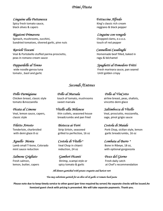 Dinner Menu - An Exquisite Way Of Dining Italian Cuisine With a ...